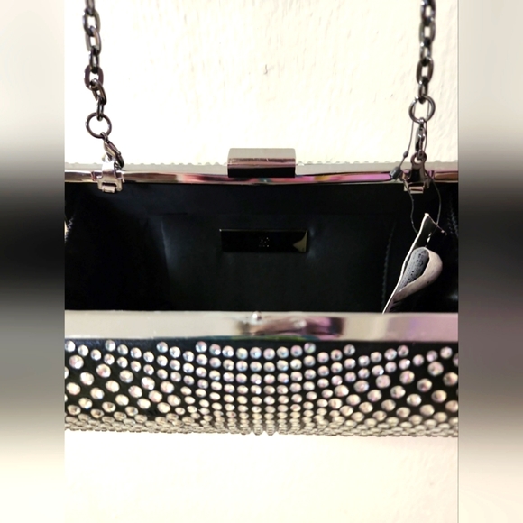 ☆[HP]☆Randi Embellis Sparkley Stylish CrossBody Purse Clutch Bag Gun Metal Chain - Picture 11 of 12